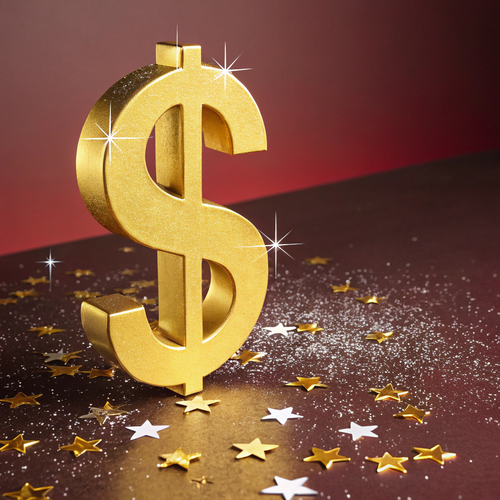 Money symbol with celebration