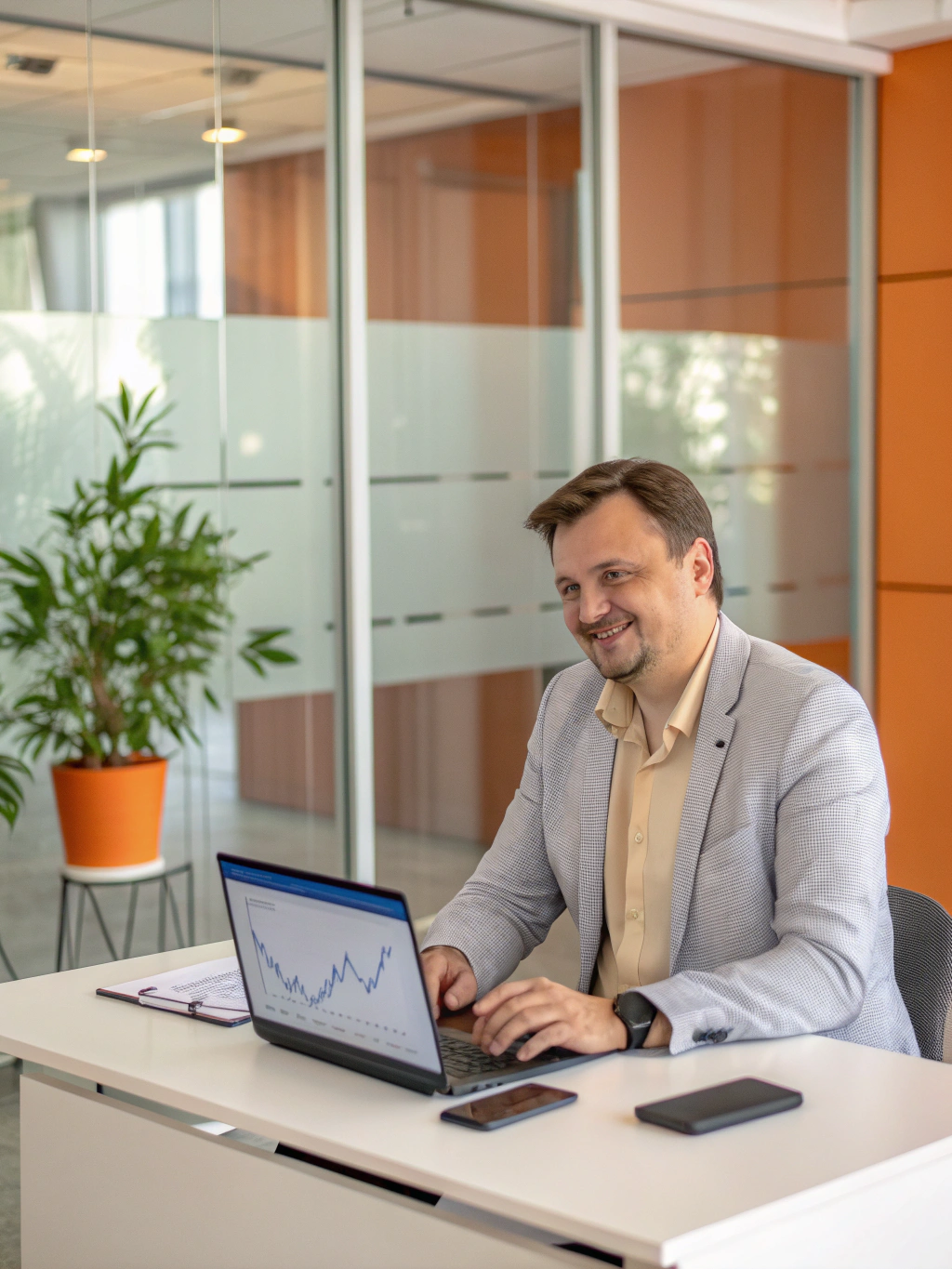 Person analyzing financial data